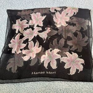 Silk Black Floral Scarf